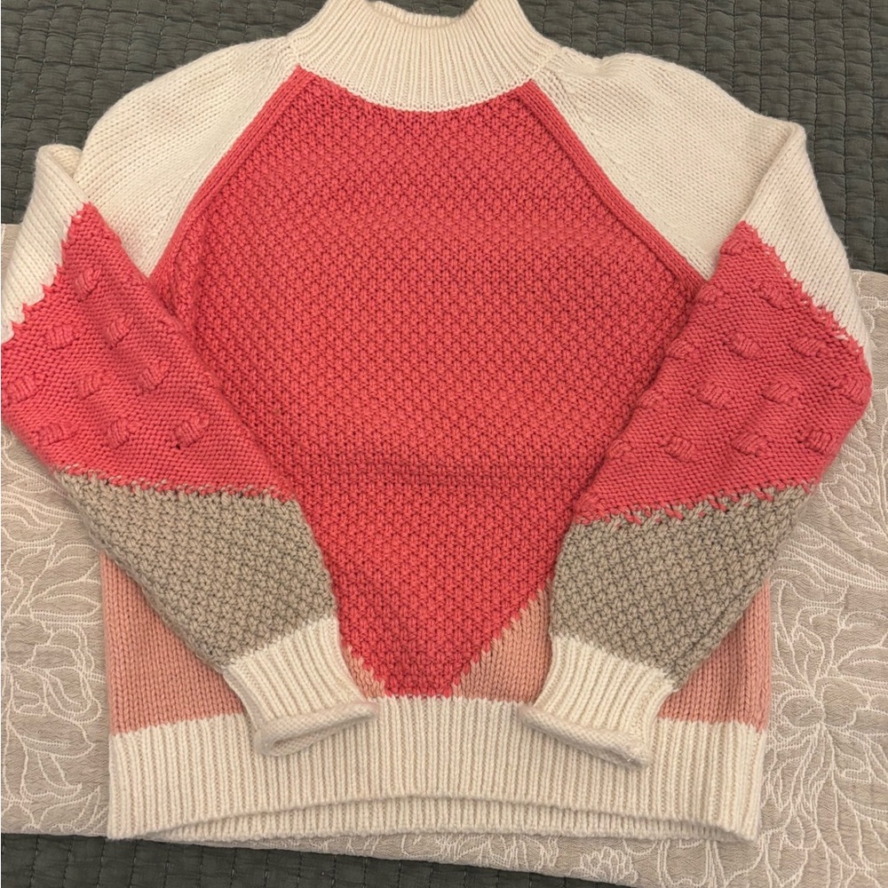 LOFT Pink and Cream Sweater